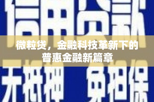 霍邱微粒贷，金融科技革新下的普惠金融新篇章